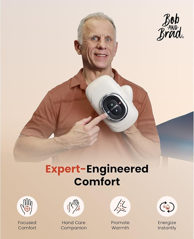 BOB AND BRAD Hand Massager with Heat and Compression, Individual Fingers, FSA-HSA Eligible, Cordless Portable HandSpa Pro Hand Massager for Arthritis and Carpal Tunnel, Pain Relief, 5 Intensities