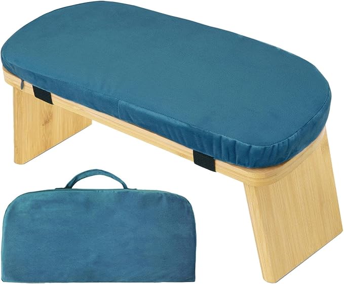 Meditation Bench, Bench for Home, Stable, Stool, Bamboo, Stable for Kneeling Or Sitting, Meditation Stool, Knee Stool, Blue