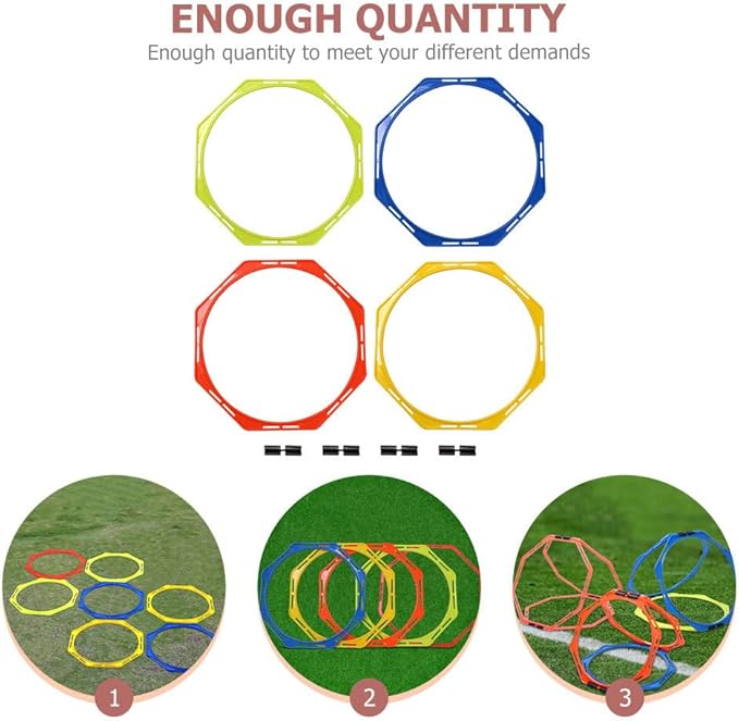 Sosoport 4pcs Speed and Agility Training Rings - Reusable Plastic Octagon Agility Rings Training Equipment Footwork Ladder for Basketball Soccer Football?40cm