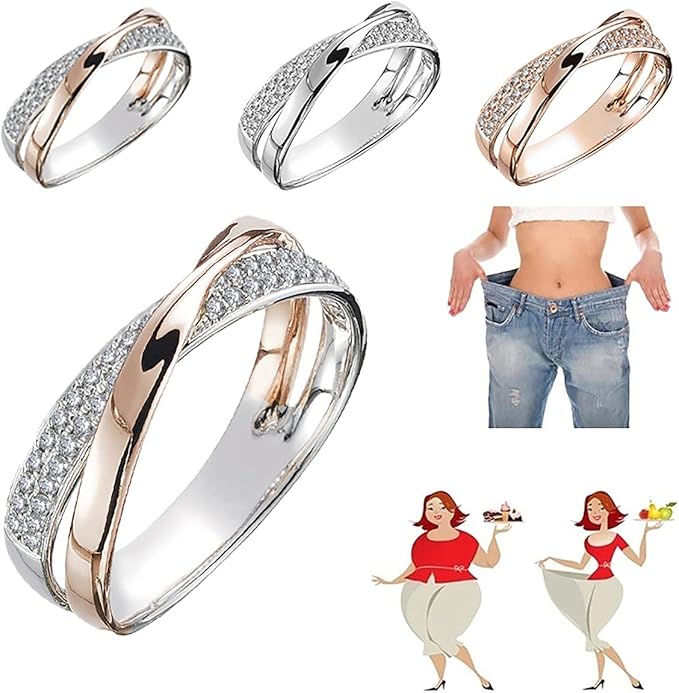 LONG-A 2 Pieces Magnetic Slimming Ring, Weight Loss Health Care Fitness Jewelry Burning Weight Design Opening Therapy Lose Fashion X,Multi Colored,6 = 16 mm