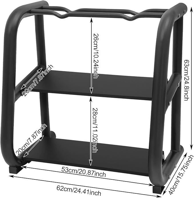 Heavy Duty Dumbbell Stand, 3-Tier Weight Rack, 220LB Capacity, Black Steel Home Gym Organizer, Dumbbell Rack Stand for barbells, and kettlebells, Weight Storage Holder for Home, Office, Gym