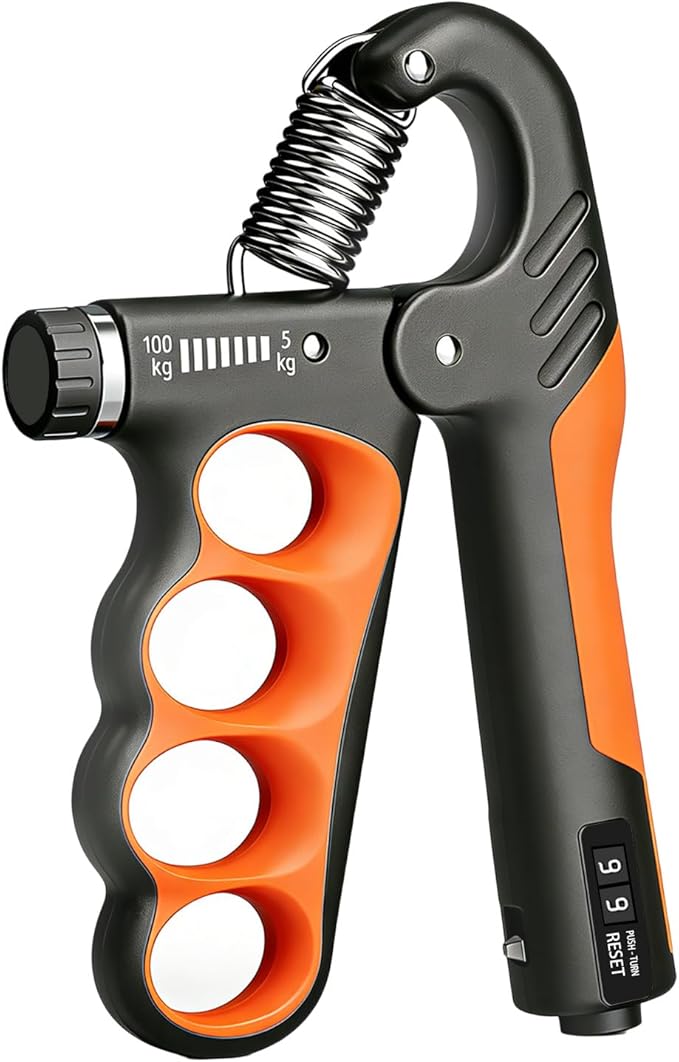 Hand Gripper Strengthener, 11-220LBs Adjustable Resistance Grip Strength Trainer with Counter, Forearm Exerciser for Injury Recovery and Muscle Building
