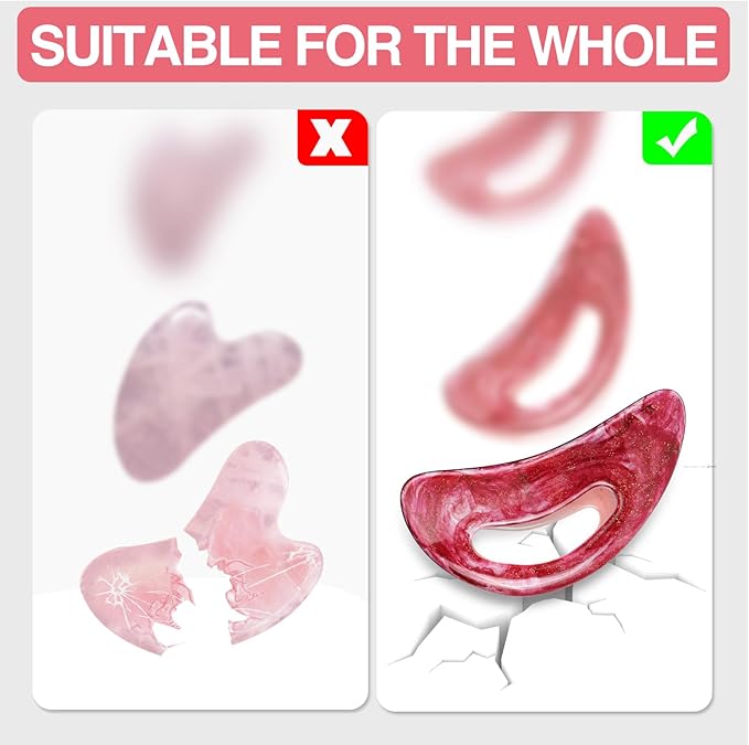 Body Gua Sha Tool Deep Tissue Massager for Back Pain & Full Body, Large Resin Lymphatic Drainage Scraping Board for Cellulite Removal, Ergonomic Hollow Grip, Face & Leg Massage Kit(Red)