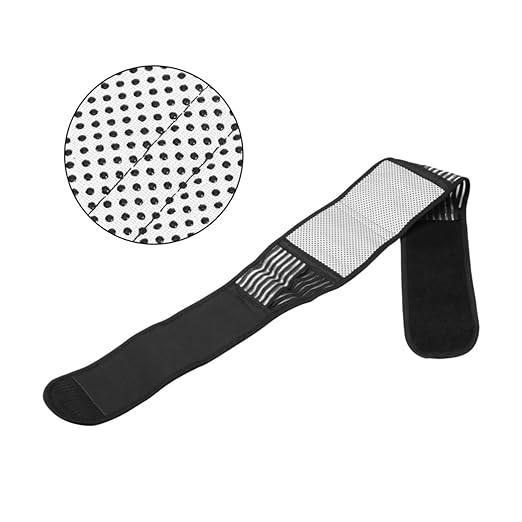 Mobestech 2pcs Portable Adjustable Magnetic Therapy Back Support Belt Self-heating Lumbar Brace for Lower Back Unstretched Fits Waist Breathable Black Design