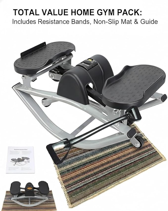 Woodye Lateral Thigh Trainer & Ski Simulator - U-Shaped Side Stepper for Home Workout, Quiet Glide Sculpting Machine for Glutes & Inner Thighs, Resistance Bands & Mat Included