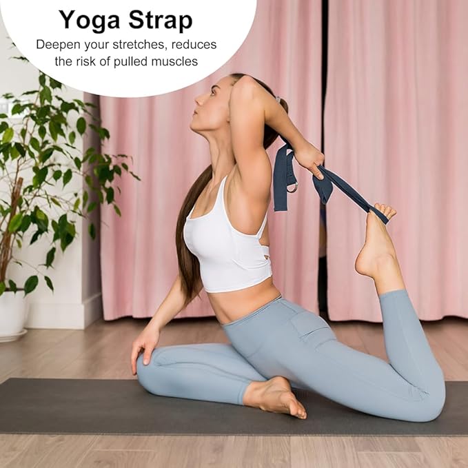 2 Yoga Block and 2 Yoga Strap Set,Non-slip EVA Foam Blocks, High Density Yoga Bricks with 6ft Strap, Supportive Latex-Free Yoga Block Accessories for Pilates