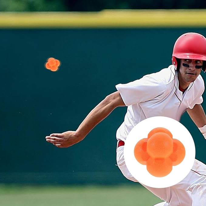 Mipcase Hexagonal Sports Reaction Ball 7cm Orange Rubber Agility Training Ball for Hand Eye Coordination and Speed Reflex Training Exercise Equipment for Baseball and Fitness