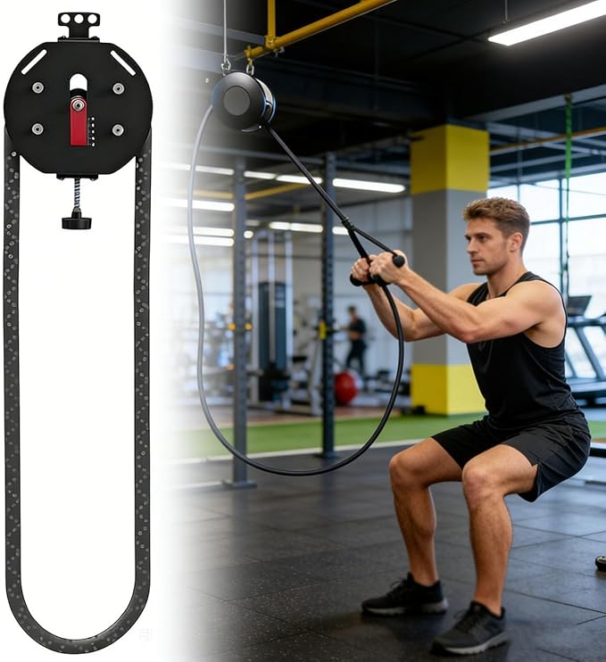 Endless Rope Trainer, Suspension Endless Rope Pulley System, Adjustable Resistance Trainer Machine, Home Gym Infinity Rope for Interval Resistance Training, Closed-Loop Nylon Rope(Red)