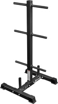 Valor Fitness Weight Plate Rack with Barbell Holders – Heavy-Duty Steel Storage Tree with 6 Pegs and 2 Vertical Bar Sleeves for Standard and Olympic Plates – 800 lb Capacity for Home & Garage Gyms