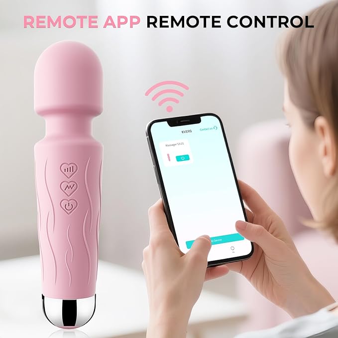 Handheld Personal Small Massager with APP–Waterproof, USB Rechargeable, 20 Vibration Patterns, 8 Speeds,Pink