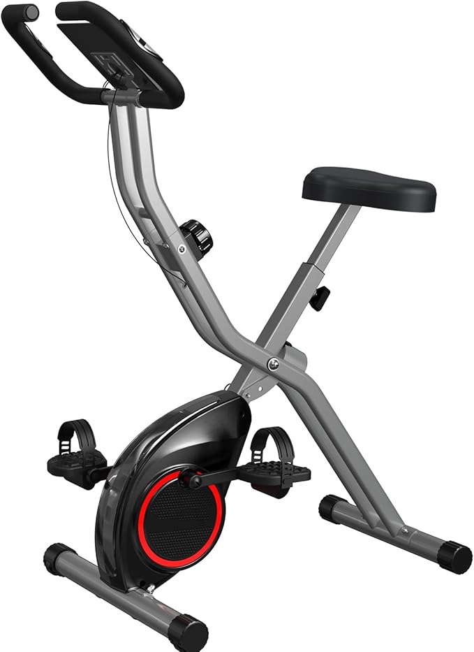 Foldable Exercise Bike Stationary Bikes for Home, 5 IN 1 Indoor Workout Bike, Cycling Bike with 16-Level Quiet Magnetic Resistance, 6.6 LBS Flywheel and 300LBS Capacity for Senior and Home Workout