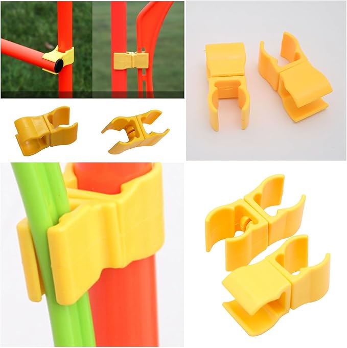 6 Pack Agility Poles Clip Buckle Clamp Attachement Rotatable Connector Adapter for Soccer Agility Training Pole Sticks Obstacle Course Speed Rings Hurdles Football Exercise Equipment DIY