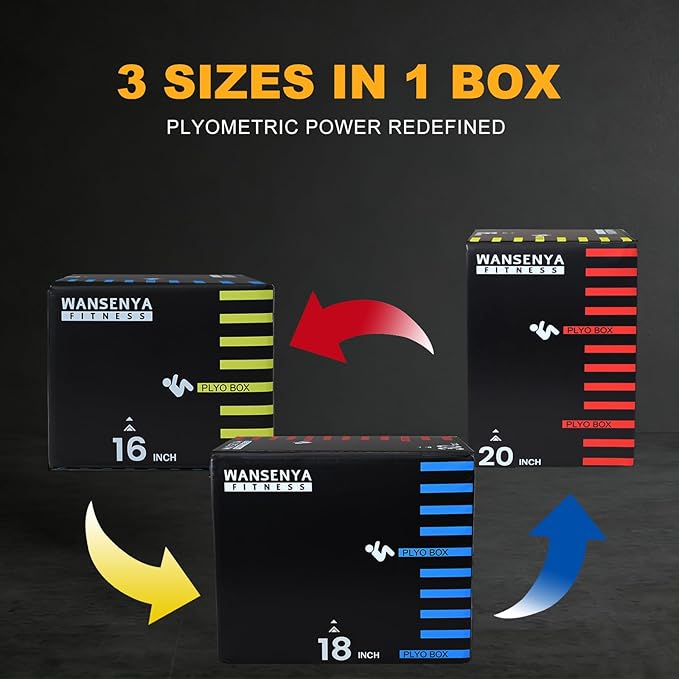 3-in-1 Dense Foam Plyometric Jump Box,30"x24"x20"-24"x20"x16"-20"x18"x16"Non-Slip Box Jumps for Home Gym,Exercise Foam Plyo Box for Fitness Training-Step-Ups,Split Squats,Dips,Box Jump Cube