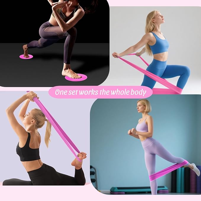 Pilates Equipment Kit for Home Workout,Pilates Ring and Ball Set,Pilates Essentials Accessories Kit for Women with Core Sliders,Adjustable Ankle Wrist Weight,Exercise Resistant Bands