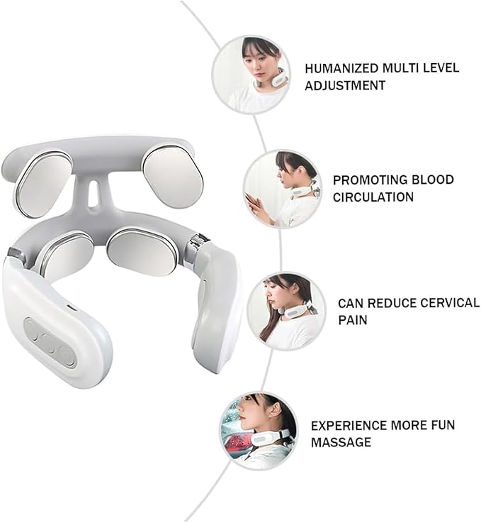 Vitality Magic Pro 2.0 Neck Massager, 4-Head Magic Pro 2.0 Neck Massage,with 6 Vibration Modes & 15 Intensity Levels,Promote Muscle Relaxation for Women Men Gifts（1）