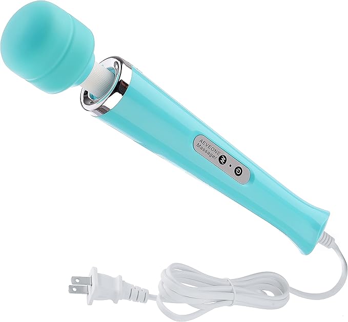 Wired Powerful Handheld Electric Massager with Strong 10 Modes Personal Back Massage for Sports Recovery, Muscle Aches, Relaxing Body (Light Blue)