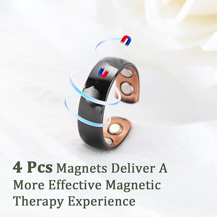 MagEnergy 2PCS Copper Rings for Men & Women, 99.9% Pure Copper Magnetic Adjustable Thumb Ring with Strong Magnet, Jewelry Gift with Present Box
