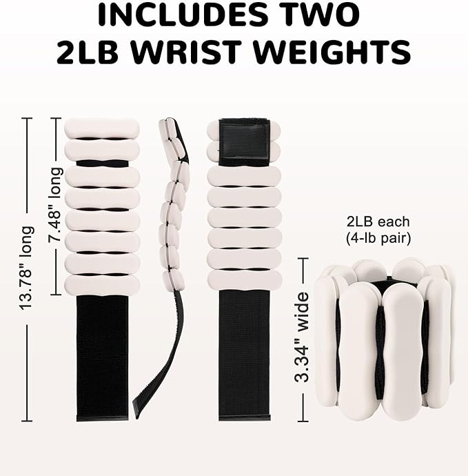Wrist Ankle Weights for Women Men, Leg Arm Wrist Weights Bangles 1lb*2 2lb*2 Wearable Weights Pilates Weighted Bracelet for Strength Training Walking Swimming Yoga Physical Therapy