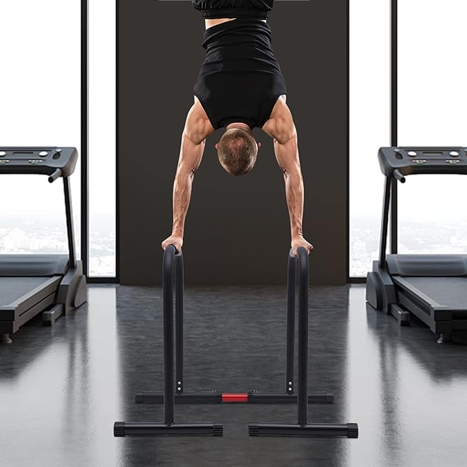 Dip Bar Heavy Duty Dip Stands Adjustable Fitness Workout Parallel Bars for Tricep Dips, Pull-Ups, Black, 440 LBS Loading Capacity