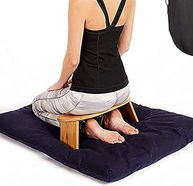 KRASS Folding Meditation Bench, Simple Yoga Stool, Perfect Kneeling Stool, Ergonomic Bamboo Yoga Bench - Includes Carrying Bag,Collector88