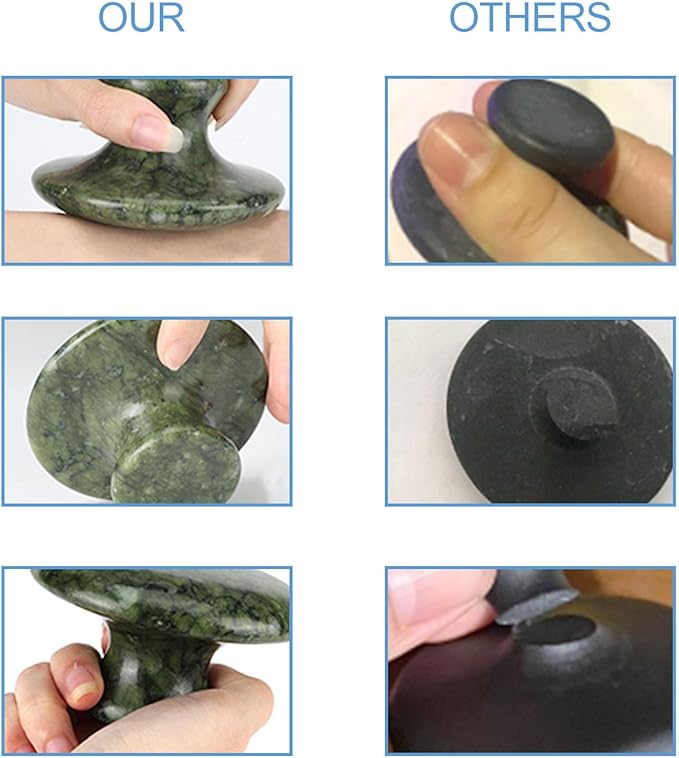 gemshan Massage Stone, 3.5inch Natural Hot Rocks, Body Gua Sha Massage Tool for Cellulite Massage, Lymphatic Drainage, Relieve Tension and Muscle Pain