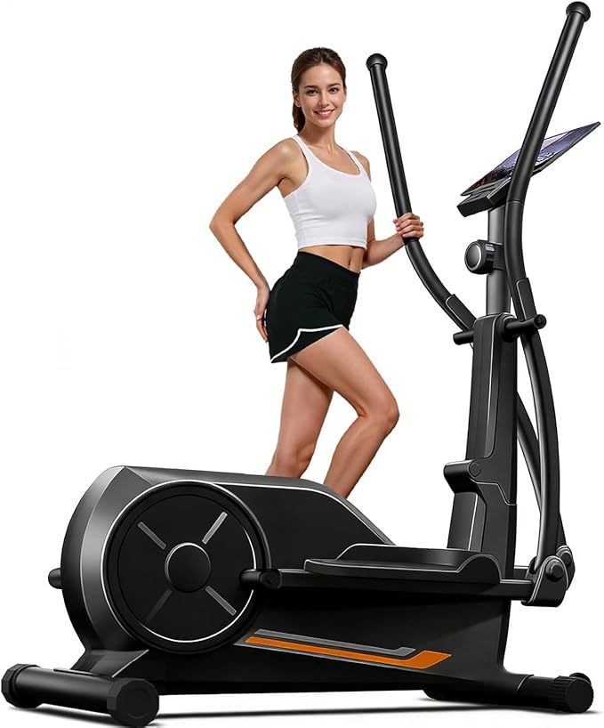CURSOR FITNESS Elliptical Exercise Machine, Elliptical Machine for Home with 8 Levels Resistance, Silent Magnetic Elliptical Trainer with 12" Stride and LCD Monitor Max 330Lbs