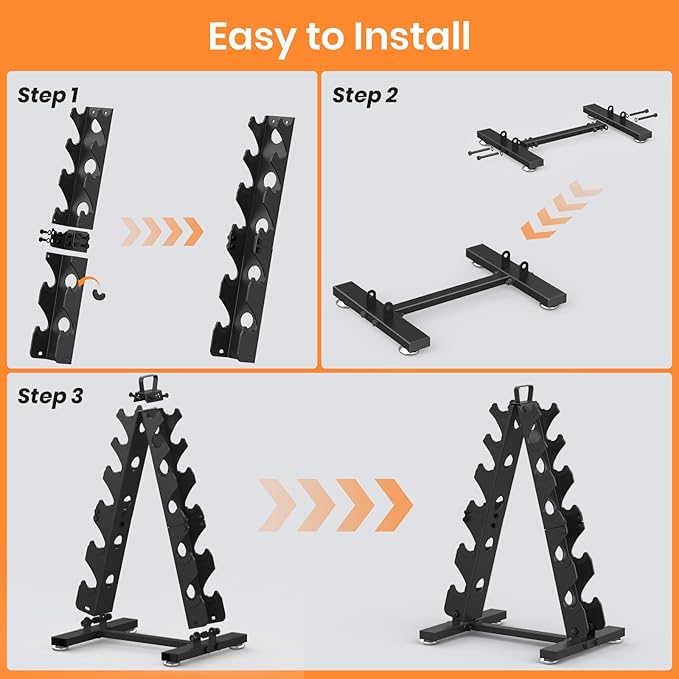TomCare 6-Tier|5-Tier|4-Tier Dumbbell Rack Stand Only, Weight Rack for Home Gym Storage Stand for Weights Metal A-Frame Strength Training Dumbbell Holder with Handle (Dumbells not Included)