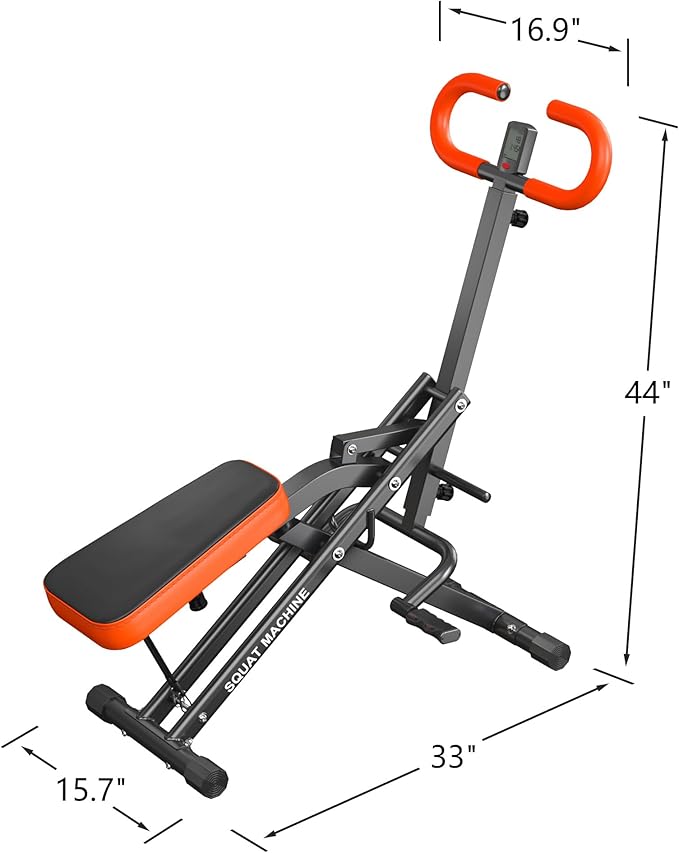DlandHome Squat Machine, Squat Rowing Machine with Adjustable High-Strength Resistance Band for Home Gym, Foldable Leg Glute Trainer for Full Body 330lbs