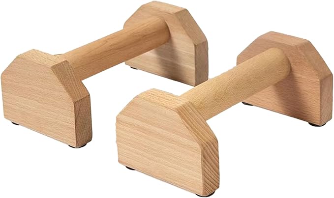 2 Pcs Wooden Push Up Bars Stands with Non-Slip Base, Wooden Calisthenics Equipment for Strength Training, Push Up Stands for Men and Women