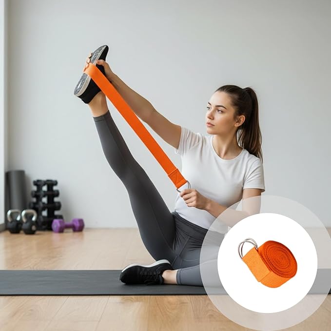 Pilates Strap With D-Loop Buckle, 70.9 In Yoga Strap, Orange For Flexibility, Body Shaping, Posture Correction & Exercise