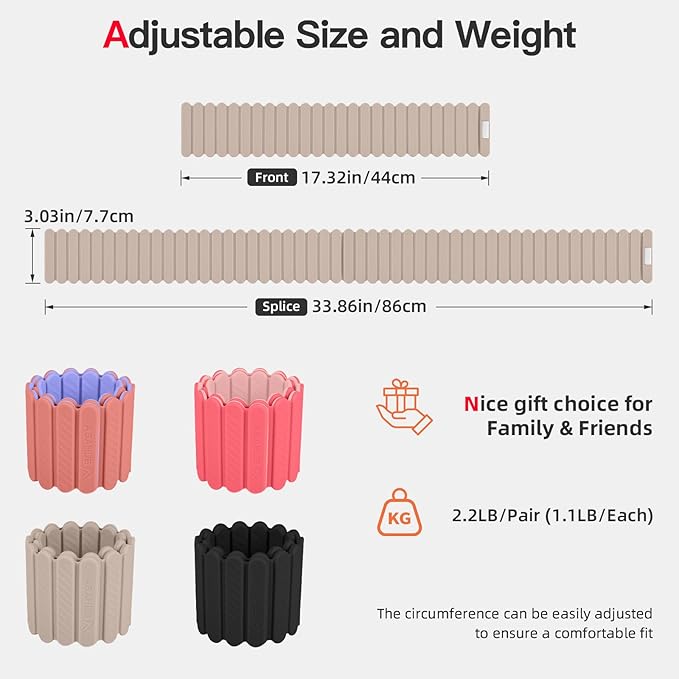 Abahub Wearable Wrist & Ankle Weights Set of 2, Stackable Magnetic Weighted Bracelet for Women, Waterproof Silicone Arm Leg Weights for Home Gym Workout, Running, Yoga & Pilates