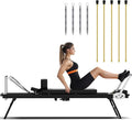 Foldable Pilates Reformer Machine, Portable Pilates Reformer Equpment with Latex Tubes & Springs for Home Workout, Easy Storage and Movement, Maximum Load 400 LBS