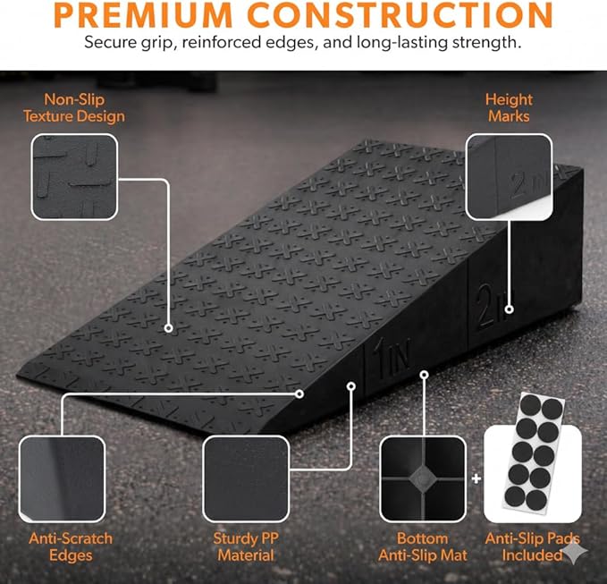 ZKDLFIRE Squat Wedge Block – 2 Pcs, Non-Slip Squat Wedges Weightlifting – Heel Elevated Squat Wedge, Heel Wedge for Squats, Slant Board for Squats to Improve Mobility, Balance, Strength & Squat Depth, Includes Anti-Slip Pads & Carrying Bag