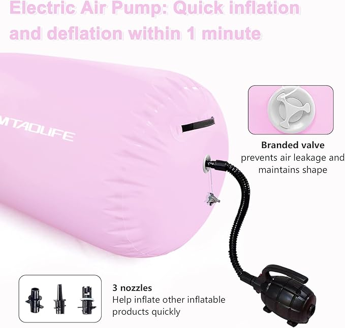 Gymnastics Air Roller Air Barrel, Inflatable Tumble Roller Mat, Air Roller Gymnastics Barrel Kids Back Somersault Backbend Trainer for Yoga Training Cheerleading Home Use