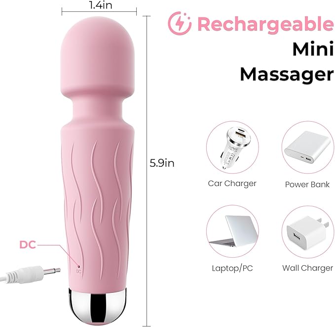 Handheld Personal Small Massager with APP–Waterproof, USB Rechargeable, 20 Vibration Patterns, 8 Speeds,Pink