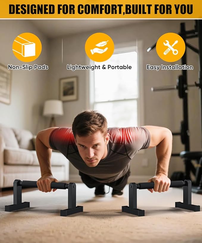 Push Up Bars | Heavey Duty Parallettes Dip Bar with Non-slip Grips for Calisthenics Planche L Sit Handstand Fitness Floor Workout, Pushup Station Handles Stand for Gym Strength Training