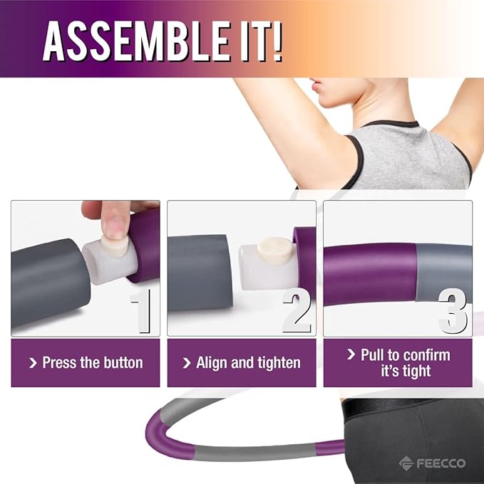 FEECCO Weighted Fitness Hoop, 8 Detachable Sections for Weight Loss