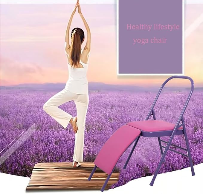 Pilates Yoga Chair,Iyengar Yoga Chair,Yoga Inversion Chairyoga Assist Chair,with Lumbar Back Support,Backless Chair Yoga Chair,Purple