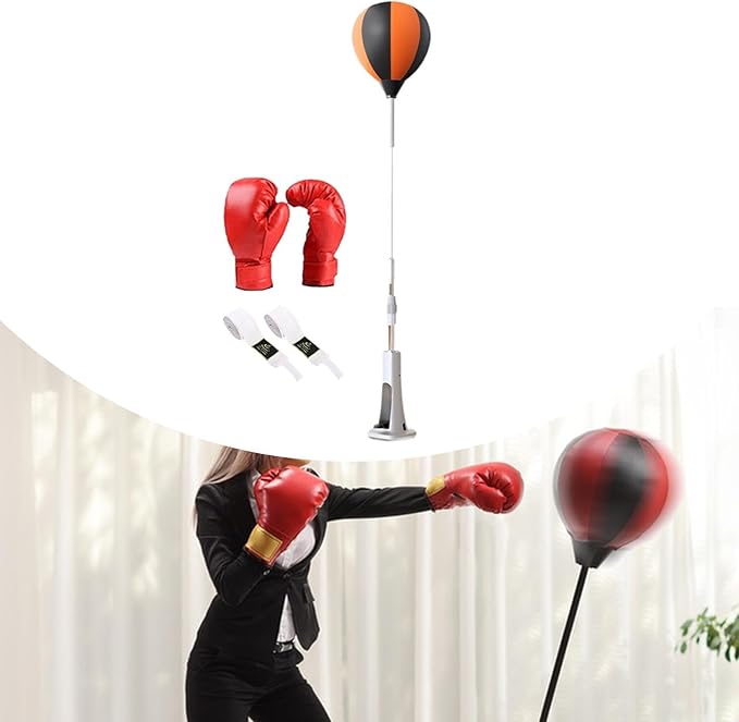 Boxing Reaction Ball Reflection Training Equipment Adjustable Height for Kids Adults Boxing Punching Bag for Fitness Exercise, Style A