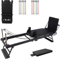 Foldable Pilates Equipment for Home Workouts, Pilates Reformer Machine for Home Gym, Pilates Exercise Equipment with Jump Board, Color Cords Set of 2