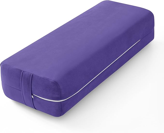 Wellsin Rectangular Yoga Bolster - Meditation Pillow with Washable Suede Cover, 27"X10" X5.5"