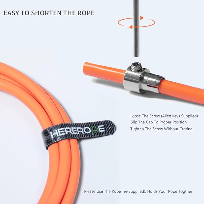 Hererope Weighted Jump Rope, Heavy Jump Rope with Durable 8MM Cable, Ergonomic Grip, Ball Bearing, Adjustable Jump Rope Weighted for Men Women, CrossFit, Muay Thai, MMA, High-Intensity Training