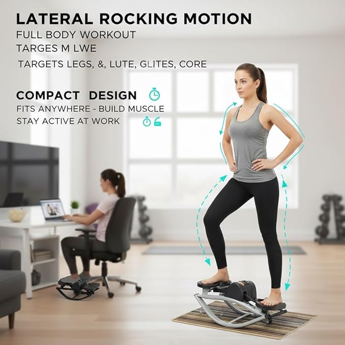 Rock Stepper, Lateral Rocking Fitness Stepper Home Workout Machine, Low-Impact Lateral Steppers for Knees and Joints, Portable Compact Side-to-Side Steppers for Legs, Glutes, Abs