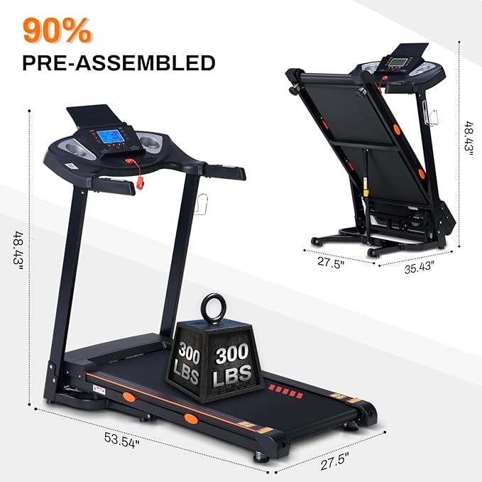Treadmill for Home with 15-Level Auto Incline, 0.5-10 MPH, 18" Wide Running Belt, 3.0 HP, 300 LB Capacity, Shock-Absorbing Foldable Incline Treadmill with Bluetooth App