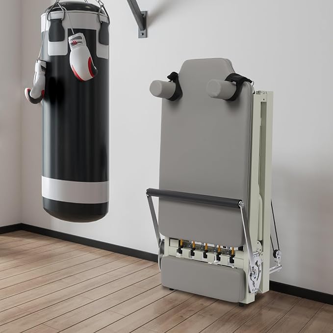 Pilates Reformer, Foldable Reformer Pilates Machine for Home Use, Cardio Fitness Rebounder with Dual Resistance- Springs and Cords, Pilates Equipment for Home Gym Workouts, Up to 264 LBS