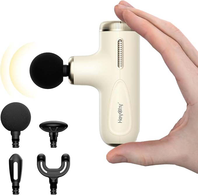 Super Mini Massage Gun Deep Tissue, Muscle Massager with Adjustable Amplitude, Portable Handheld Percussion Massager, Quiet for Home, Gym & Travel, Pearl White