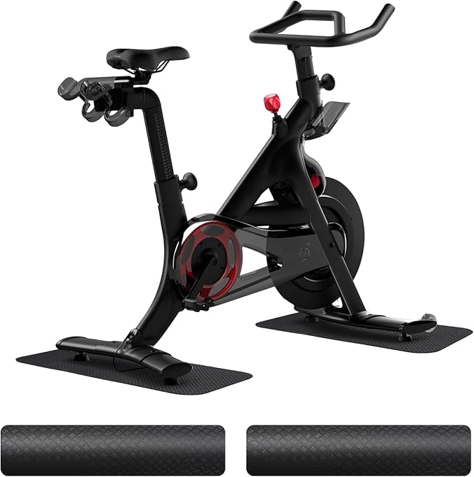 2PCS Bike/Rowing Machine Mat for Carpet Floors, Compatible with Peloton/Yosuda, Bike Mat for Hardwood Floors, Under-Equipment Floor Pad for Carpet, Indoor Stationary Cycling, Noise & Shock Absorption