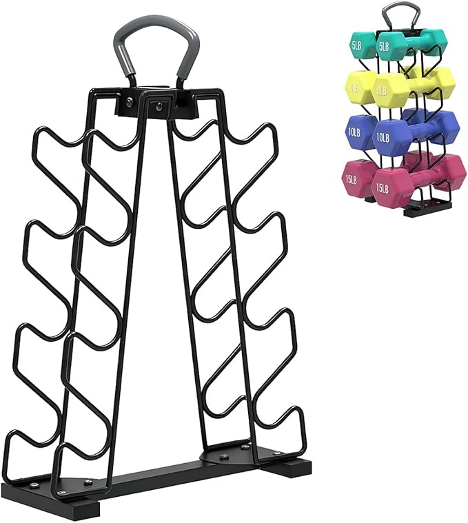 UNITEDPOWER Dumbbell Rack Stand, 4 Tire Weight Rack for 8 Dumbbells，A-Frame Metal Storage Holder with Handle Suitable for Home Gym (DUMBBELLS NOT INCLUDED)