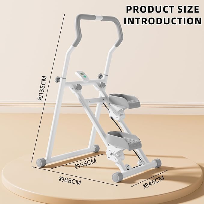 Adjustable Stair Stepper for Home Exercise, 3-in-1 Folding Cardio Step Machine with Handlebar & Oversized Pedals, 90% Pre-Assembled Stair Climber for Indoor Fitness