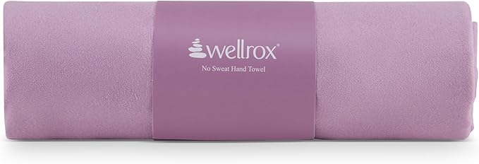 Wellrox Microfiber Yoga Hand Towel – Super Soft, Quick-Dry, Non Slip Yoga Towel for Hot Pilates, Gym & Workouts (26.5" x 16", Lavender)